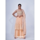 Peach Designer Party Wear Chiffon Readymade Suit