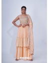 Peach Designer Party Wear Chiffon Readymade Suit