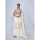 Off White Party Wear Chiffon Readymade Suit