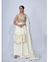 Off White Party Wear Chiffon Readymade Suit