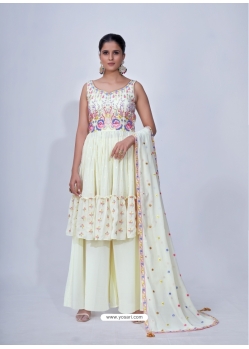 Awesome Off White Designer Chiffon Readymade Suit