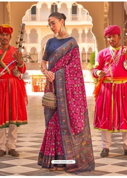 Rani Pink Designer Smouth Silk Saree