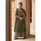 Mehendi Green Designer Real Georgette Floor Length Suit