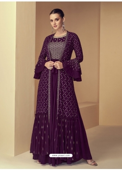 Purple Heavy Faux Georgette Designer Suit