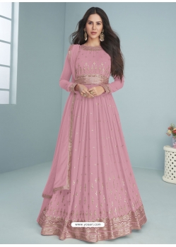 Light Pink Designer Heavy Faux Georgette Anarkali Suit