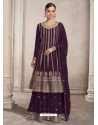 Purple Designer Heavy Fox Georgette Palazzo Suit