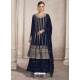 Navy Blue Designer Heavy Fox Georgette Palazzo Suit