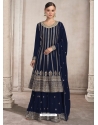 Navy Blue Designer Heavy Fox Georgette Palazzo Suit