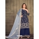 Navy Blue Designer 9000 Velvet Palazzo Suit