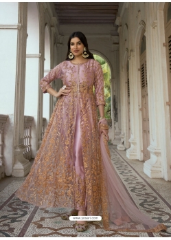 Pink Heavy Butterfly Net Designer Anarkali Suit