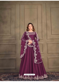 Deep Wine Designer Heavy Art Silk Anarkali Suit