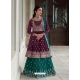 Purple And Teal Party Wear Georgette Designer Suit