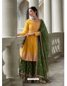 Yellow And Green Party Wear Georgette Designer Suit
