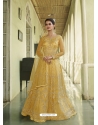 Yellow Designer Heavy Butterfly Net Anarkali Suit