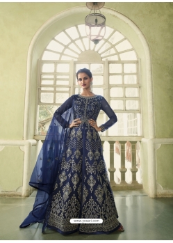 Navy Blue Designer Heavy Butterfly Net Anarkali Suit