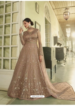 Beige Designer Heavy Butterfly Net Anarkali Suit