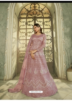 Pink Designer Heavy Butterfly Net Anarkali Suit