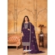 Purple Faux Georgette Designer Straight Suit