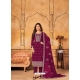 Medium Violet Faux Georgette Designer Straight Suit