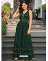 Dark Green Designer Chinon Party Wear Gown