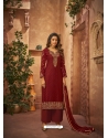 Maroon Party Wear Heavy Brasso Designer Suit