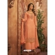 Peach Party Wear Heavy Brasso Designer Suit