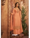 Peach Party Wear Heavy Brasso Designer Suit