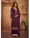 Deep Wine Party Wear Heavy Brasso Designer Suit