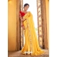 Yellow Designer Vichitra Silk Party Wear Saree