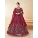 Rose Red Party Wear Designer Net Anarkali Suit