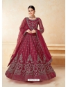 Rose Red Party Wear Designer Net Anarkali Suit
