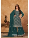 Teal Party Wear Fox Georgette Designer Palazzo Suit
