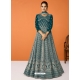 Teal Blue Heavy Faux Georgette Designer Anarkali Suit