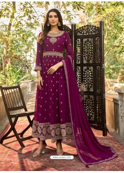 Purple Heavy Faux Georgette Designer Anarkali Suit