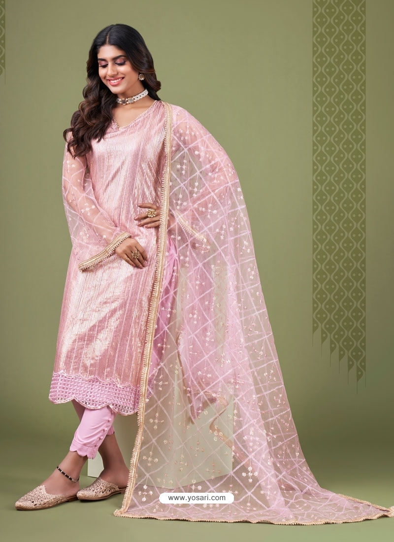 Pink Butterfly Net Designer Straight Suit