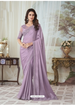 Lavender Designer Party Wear Glorious Silk Saree