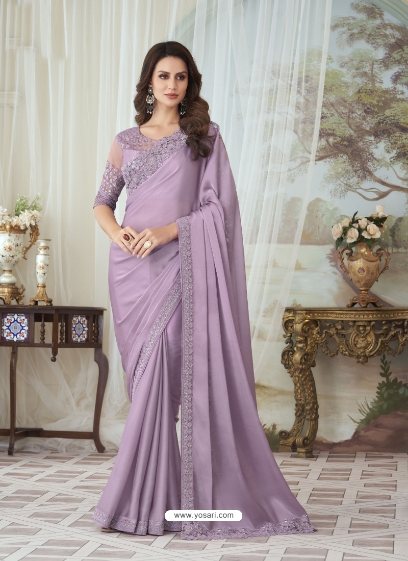 Beautiful Purple Colour Designer Saree For Party Wear