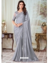 Grey Designer Party Wear Glorious Silk Saree