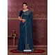 Navy Blue Party Wear Heavy Designer Satin Silk Saree