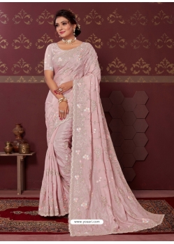 Pink Party Wear Heavy Designer Satin Silk Saree