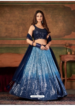 Blue Wedding Wear Pure Georgette Designer Lehenga Choli