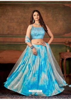 Sky Blue Wedding Wear Pure Georgette Designer Lehenga Choli