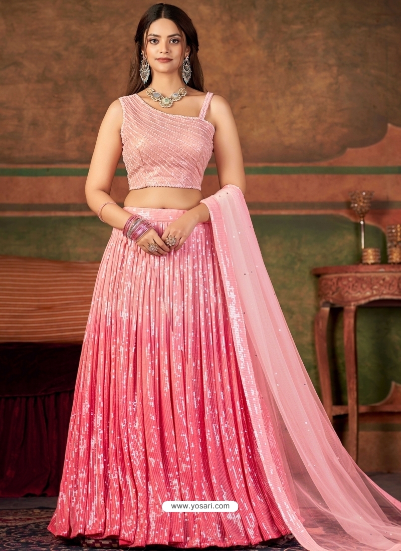 Pink Wedding Wear Pure Georgette Designer Lehenga Choli