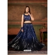 Navy Blue Wedding Wear Pure Georgette Designer Lehenga Choli