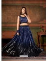 Navy Blue Wedding Wear Pure Georgette Designer Lehenga Choli