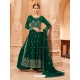 Dark Green Faux Georgette Embroidered Naira Cut Palazzo Suit YOS26216