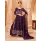 Purple Faux Georgette Embroidered Naira Cut Palazzo Suit YOS26217