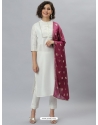 Off White Poly Silk Readymade Salwar Suit YOS26221