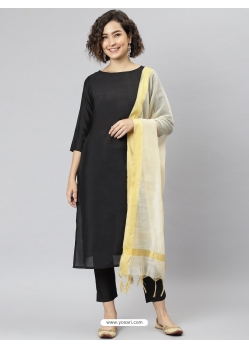 Black Poly Silk Readymade Salwar Suit YOS26222
