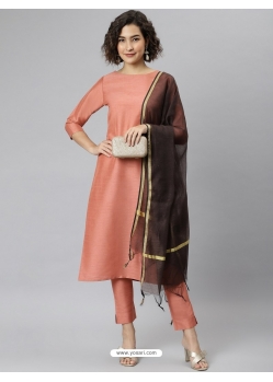 Peach Poly Silk Readymade Salwar Suit YOS26223